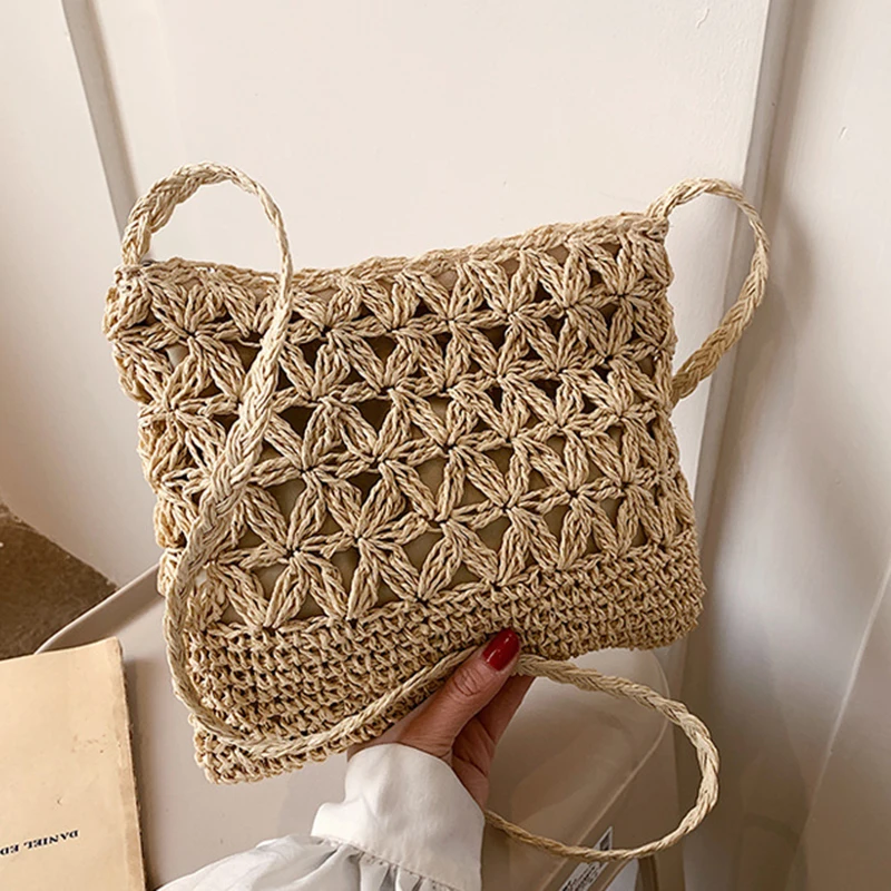 Kleine, frische Umhängetasche, Damentasche, Strohgewebte Umhängetasche, Nische und vielseitige gewebte Tasche, einfache und modische Handtasche – Detail 17