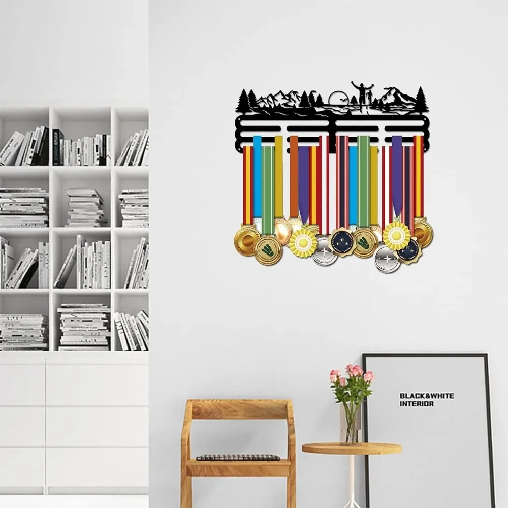 Wall Mounted Medal Hanger, Medalha Titular, Mountain Trees Hanging, Medalha Rack, Prêmios Fita Sports, Running and Run