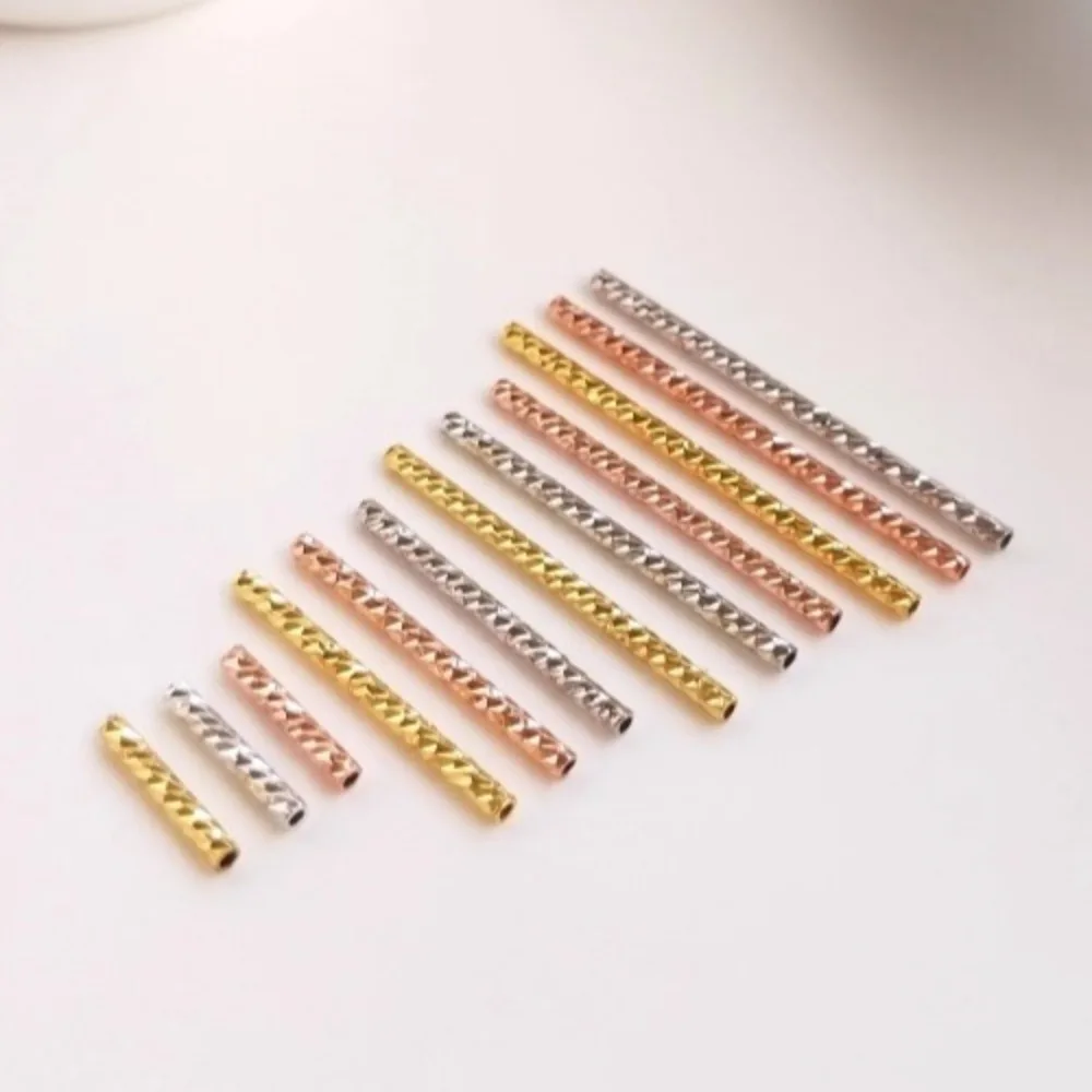 

Copper Plated 18K Real Gold Rose Gold White Gold Faceted Straight Pipe DIY Handmade Beaded Jewelry Bracelet Elbow Fittings