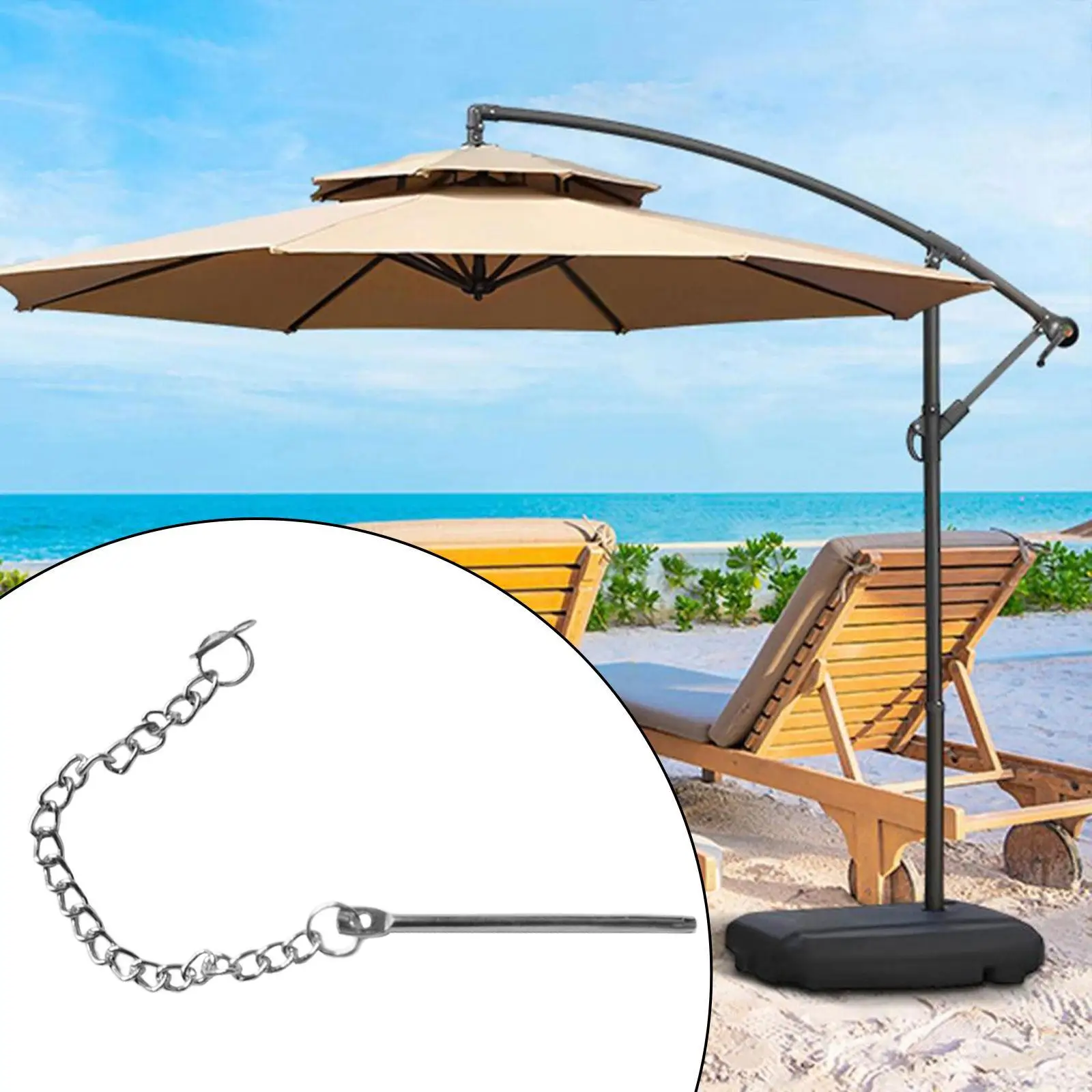 Patio Umbrella Stabilizer Pin with Chain Parasols Parts for Fishing Poolside