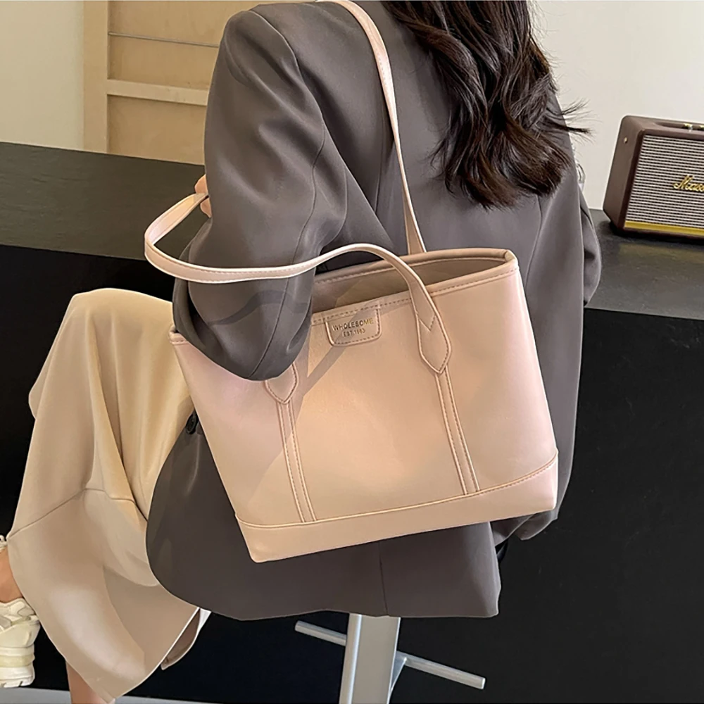 

Large Capacity Women's Bags Autumn New Fashion Casual Tote Bag Versatile Retro Single Shoulder Commute Texture PU Handbags