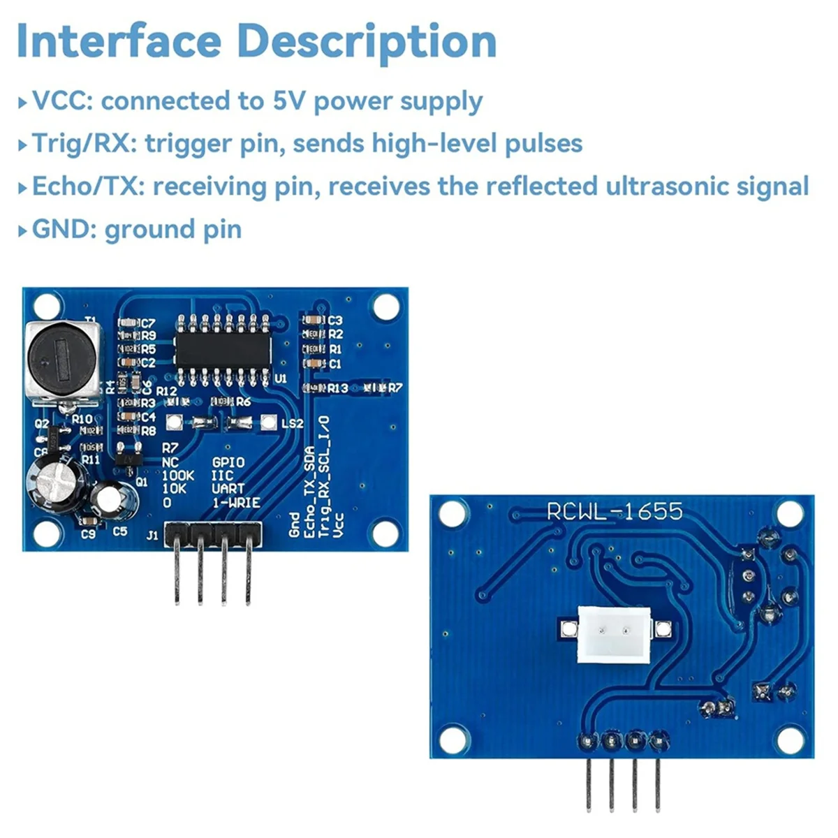 AB52 2pcs Ultrasonic Distance Sensor for Distance Measurement Obstacle Avoidance Industrial Control -SR04T