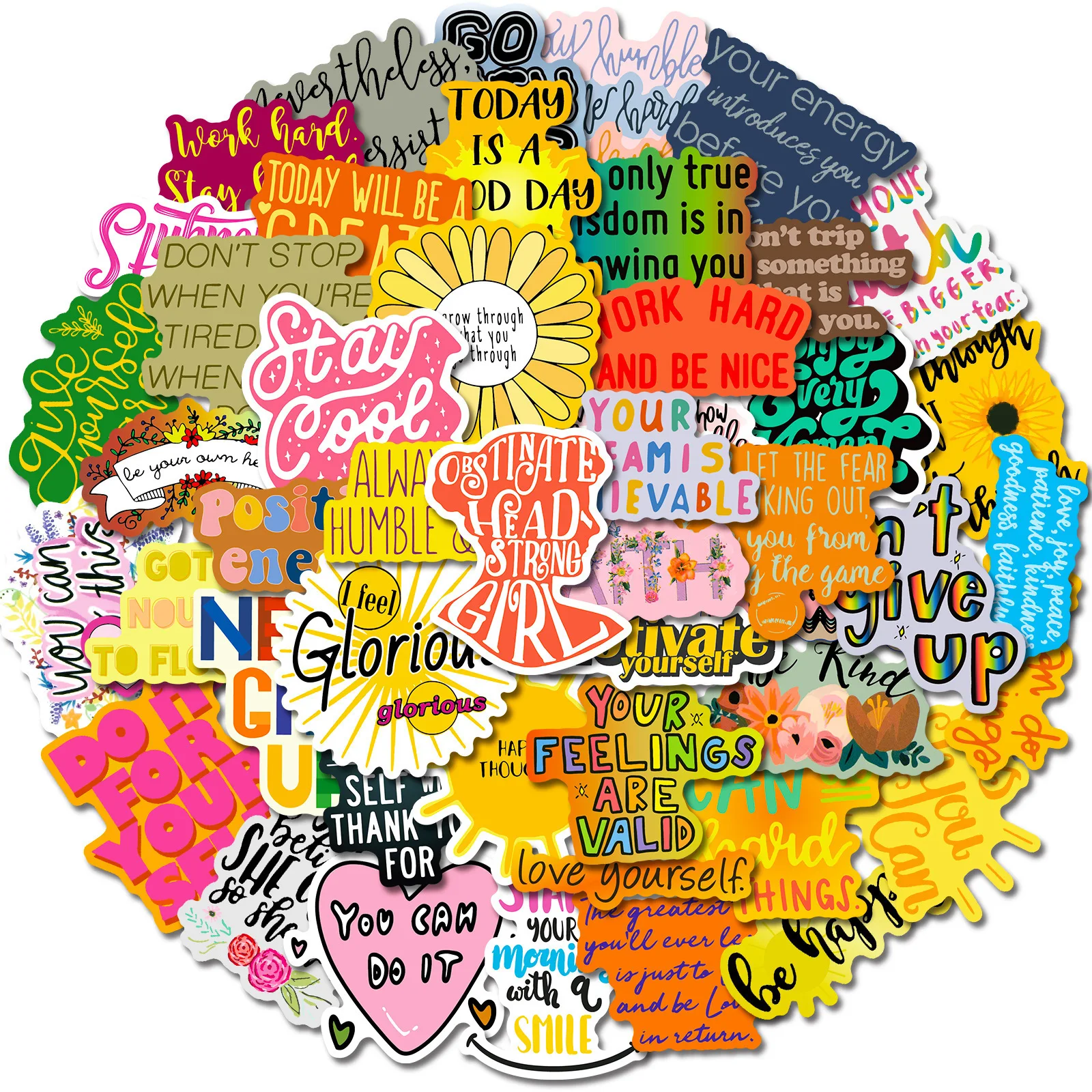 50 pçs dos desenhos animados texto inspirador adesivos diy bagagem adesivos inglês criativo graffiti estacionário adesivos