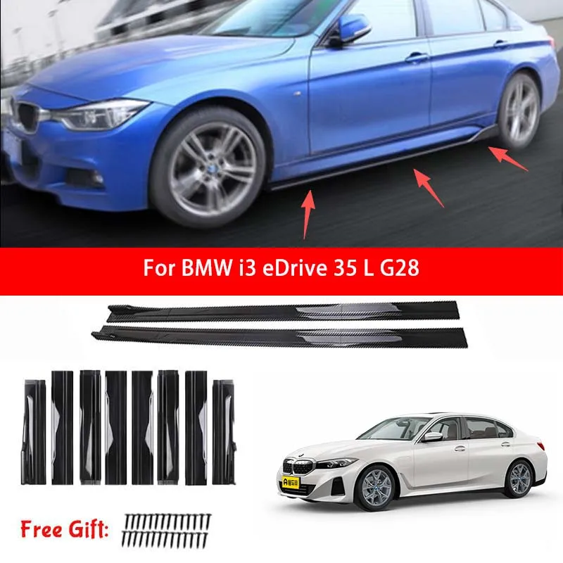 For BMW i3 eDrive 35 L G28 Car Side Skirt Splitters Extended Side Spoiler Sport Body Kit Bumper Lip Modified Parts 8Pcs