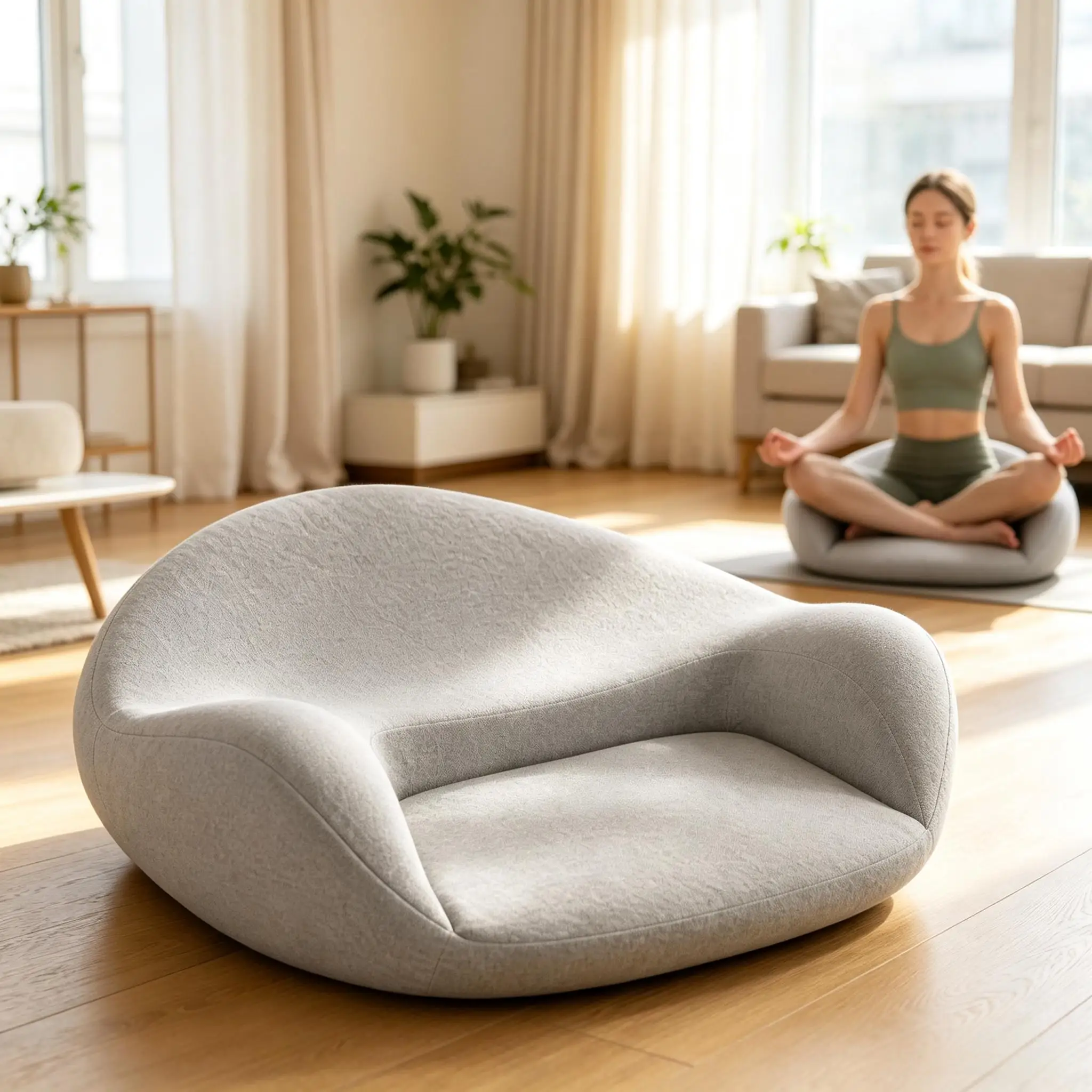 Memory Foam Meditation Cushion with Ergonomic Support Floor Cushion Washable Pillow Cover for Yoga Sitting Reading Hip Knee Leg