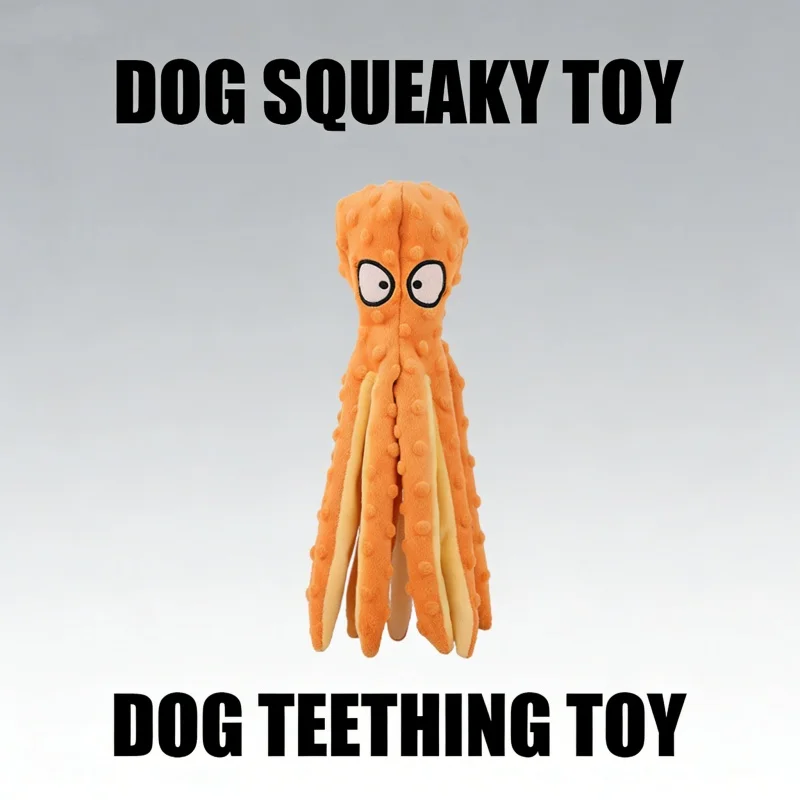 Octopus Soft Plush Dog Toys Non Stuffed Puppy Teething Chew Toys Educational Interactive For Small Medium Dogs Pet Supplies