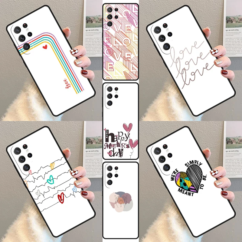 Korean Style Ins Color Line Love Phone Case For Samsung Galaxy S23 S21 S20 FE S24 S22 Ultra Note20 S10 S9 S8 Plus Silicone Cover