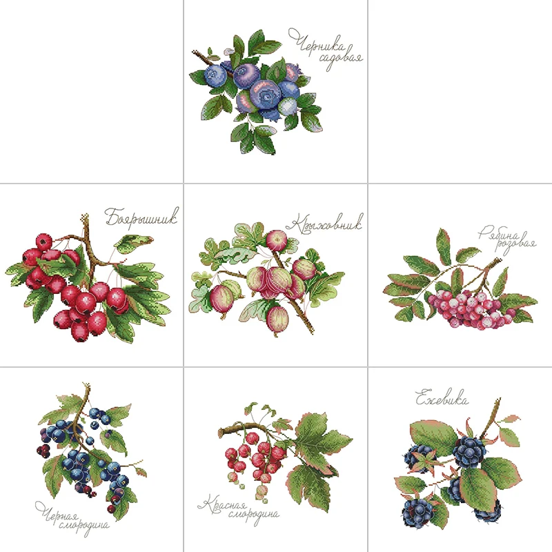 Fruit Pattern Series Count Printed Cross Stitch DIY Handmade Needlework Aida 14/16/11CT Canvas Printed Fabric Embroidery Crafts