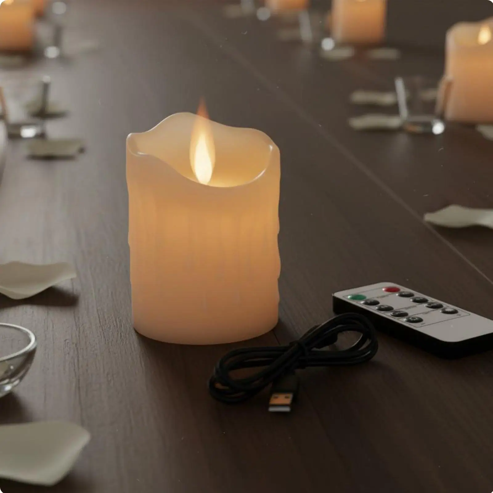LED Candle for Use as a Swinging Pillar Candle, Adjustable Brightness