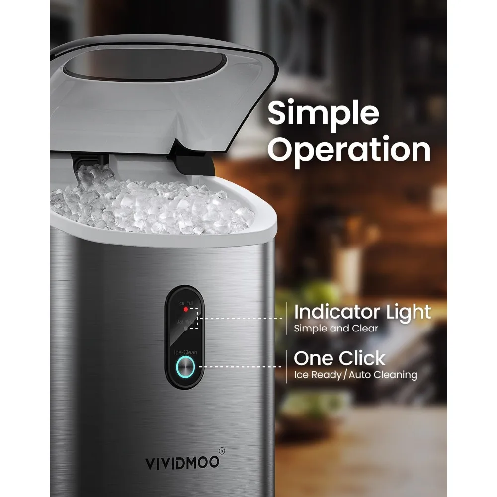 Nugget Ice Makers Countertop, 33 Lbs/Day, Countertop，with Tooth-Friendly Chewable Ice, Ice Maker with Self-Cleaning Function