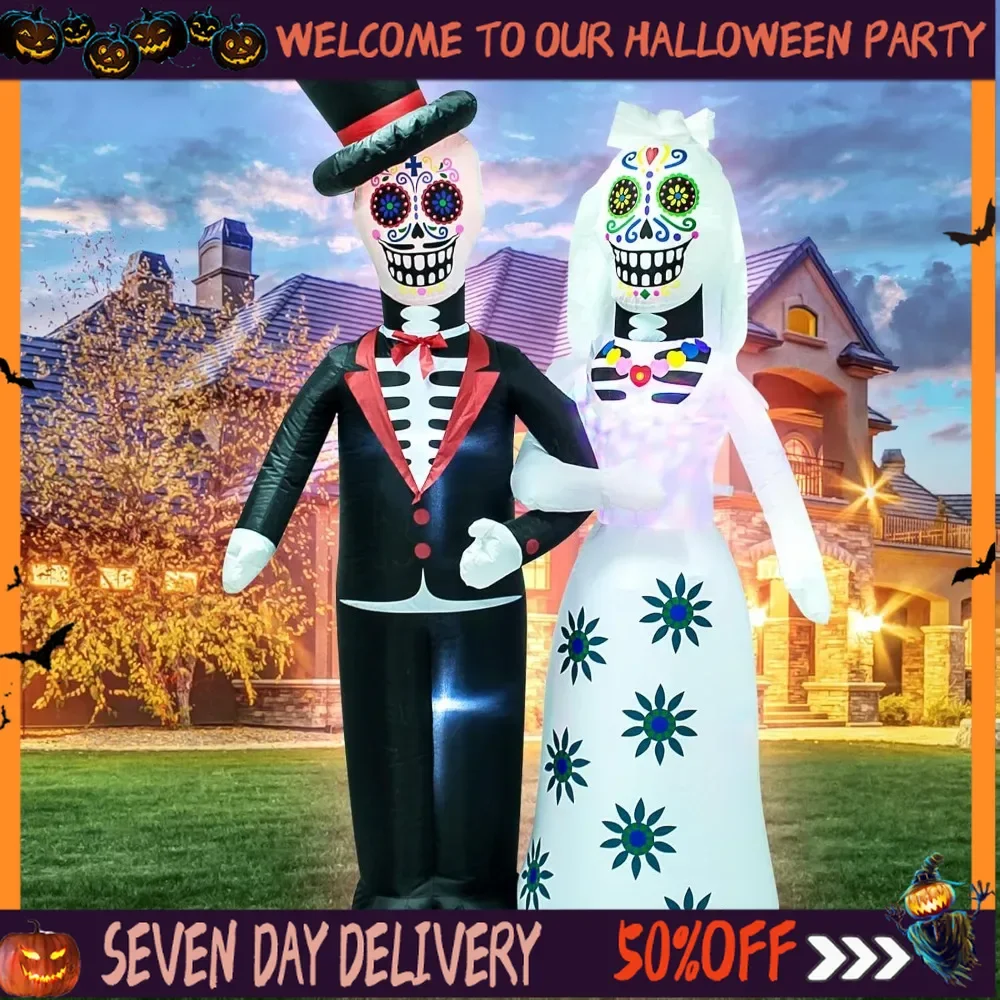 

4 Feet Halloween Inflatable Skeleton Spooky Town Skeleton Yard ArtInflatable LED Lights Display Blow Up Lighted Yard Decor