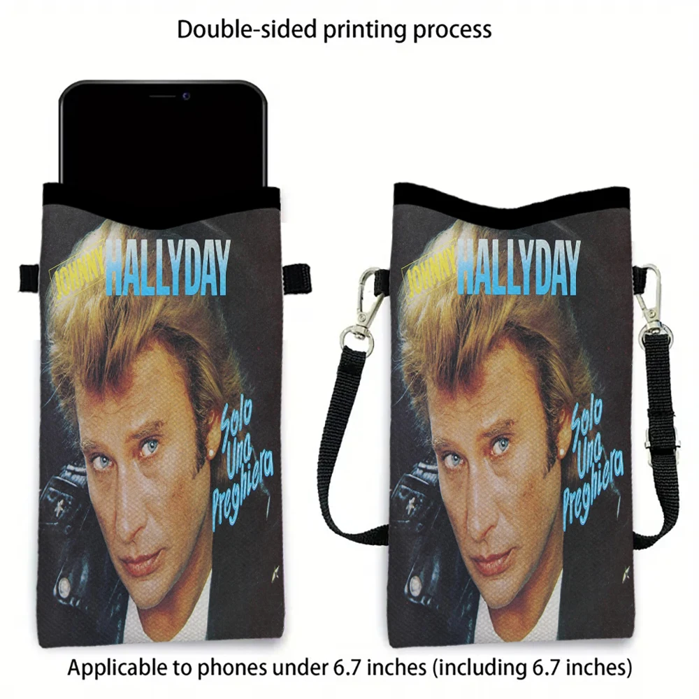 Johnny Hallyday Handytasche mit Umhängeband, exquisiter Musterdruck, Umhängetasche, Umhängetasche, Handytasche 3.3 – Detail 13