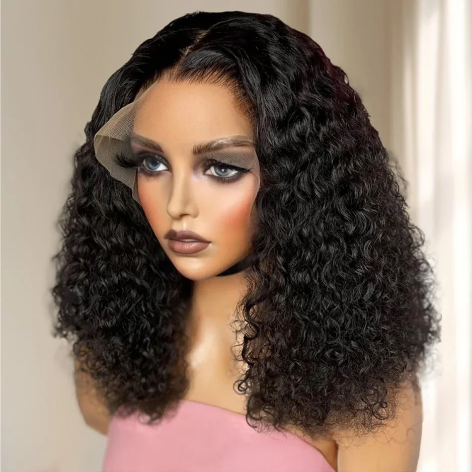 250 Density Curly Short Bob 13x4 Lace Frontal Human Hair Wigs Pre Plucked Deep Wave Lace Front Wigs Human Hair Brazilian On Sale