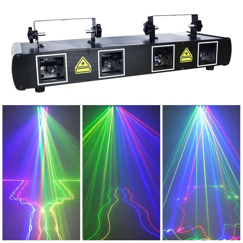 Proyector de luz láser RGB para escenario, dispositivo de 4 lentes con Control DMX, efecto de haz de luz para DJ, fiestas, pistas de baile y clubs