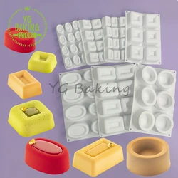 Dorica 3D Concave Oval/Square/Rectangle/Round Pudding Silicone Mousse Mould DIY Dessert Chocolate Mold Cake Decor Tools Bakeware