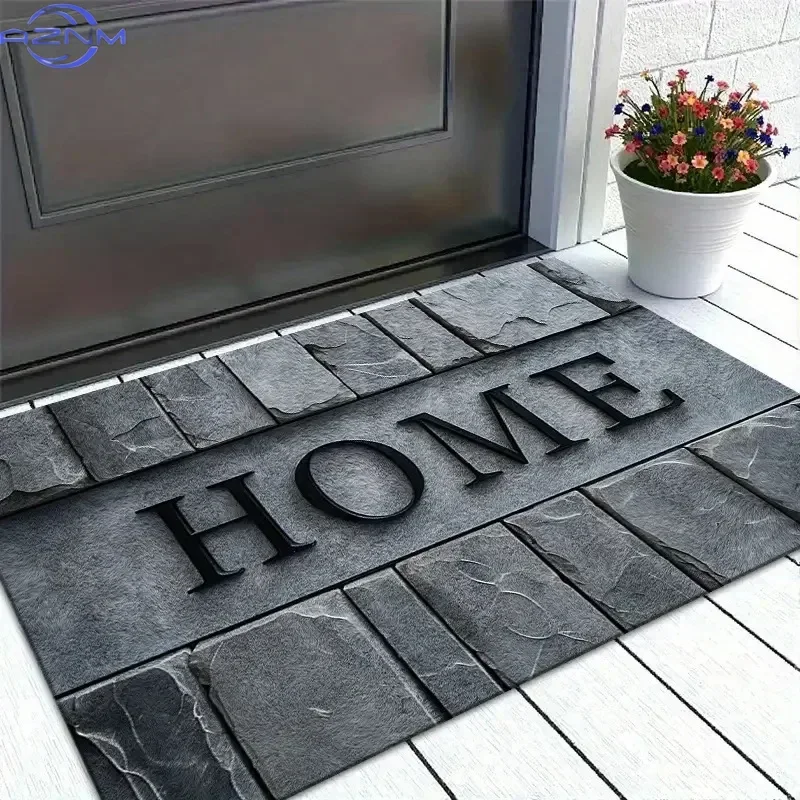 Vintage Stone Road Printed Door MatTextured Anti Slip Carpet Mat Suitable for Home Decoration Indoor and OutdoorEntrance Carpets
