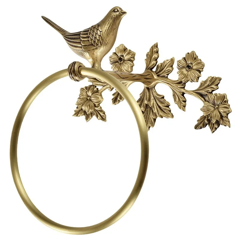 

Retro brass bird towel ring towel ring bathroom non-punching bath towel brass storage rack