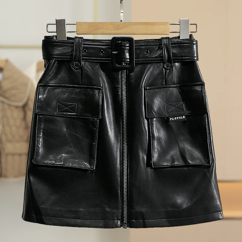 

Xking Leather Skirt Trendy Workwear Sle f-length New Winter Collection Women's Faion 278