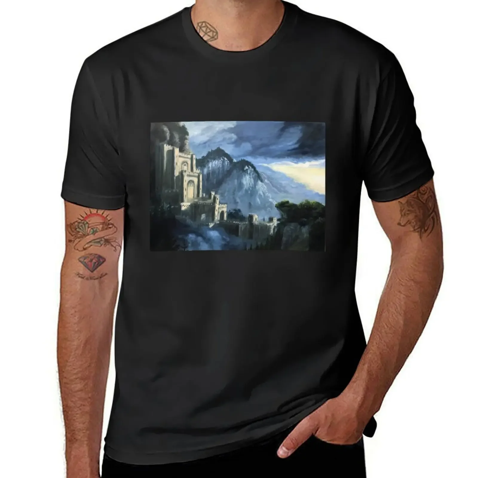 

Kaer Morhen Oil Painting T-Shirt customs valentines boutique clothes vintage t shirt men