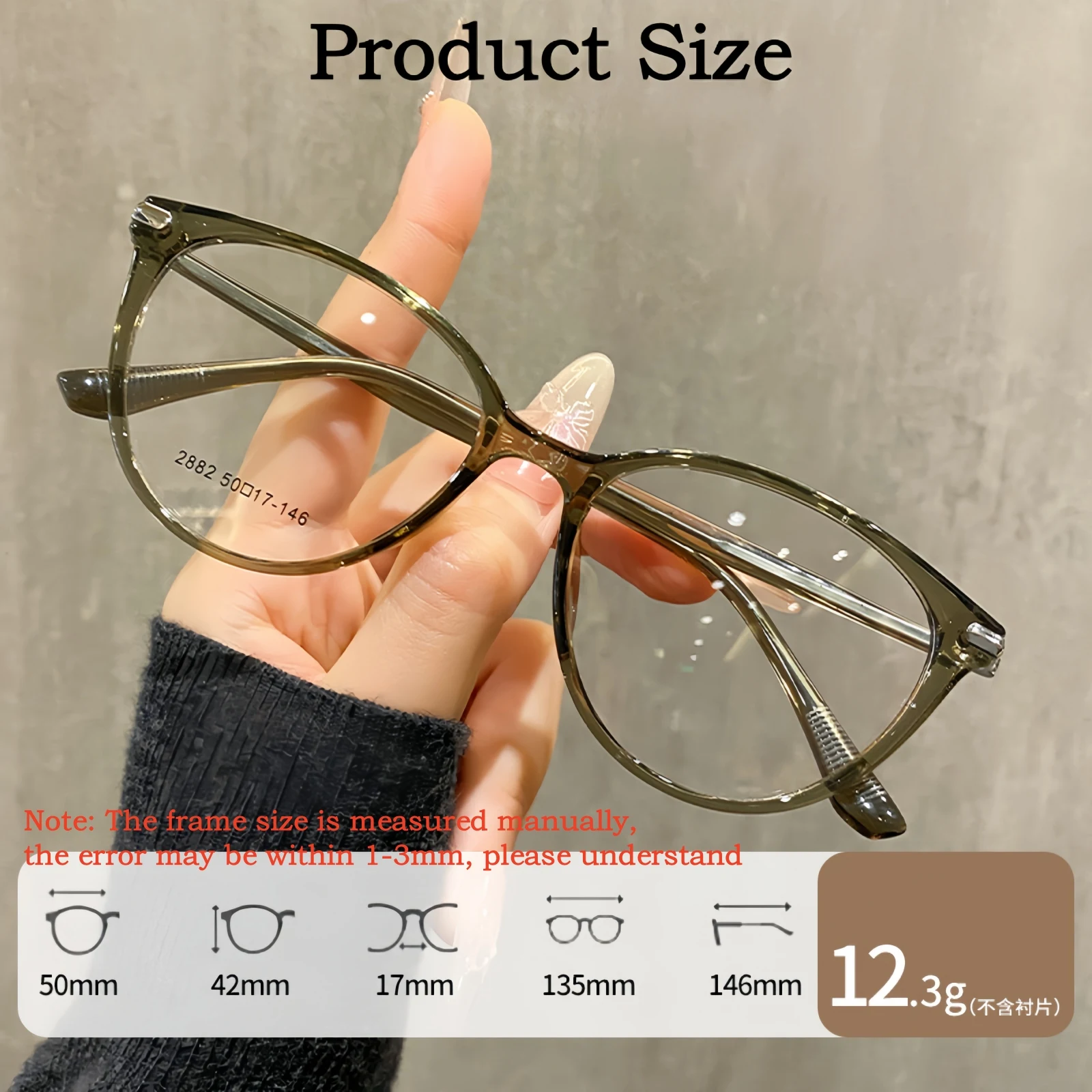 YIMARUILI New Temperament Retro Women's Cat Eye Glasses Ultra Light Fashion Trend TR90 Oval Small Size Eyeglasses Frame X2882W