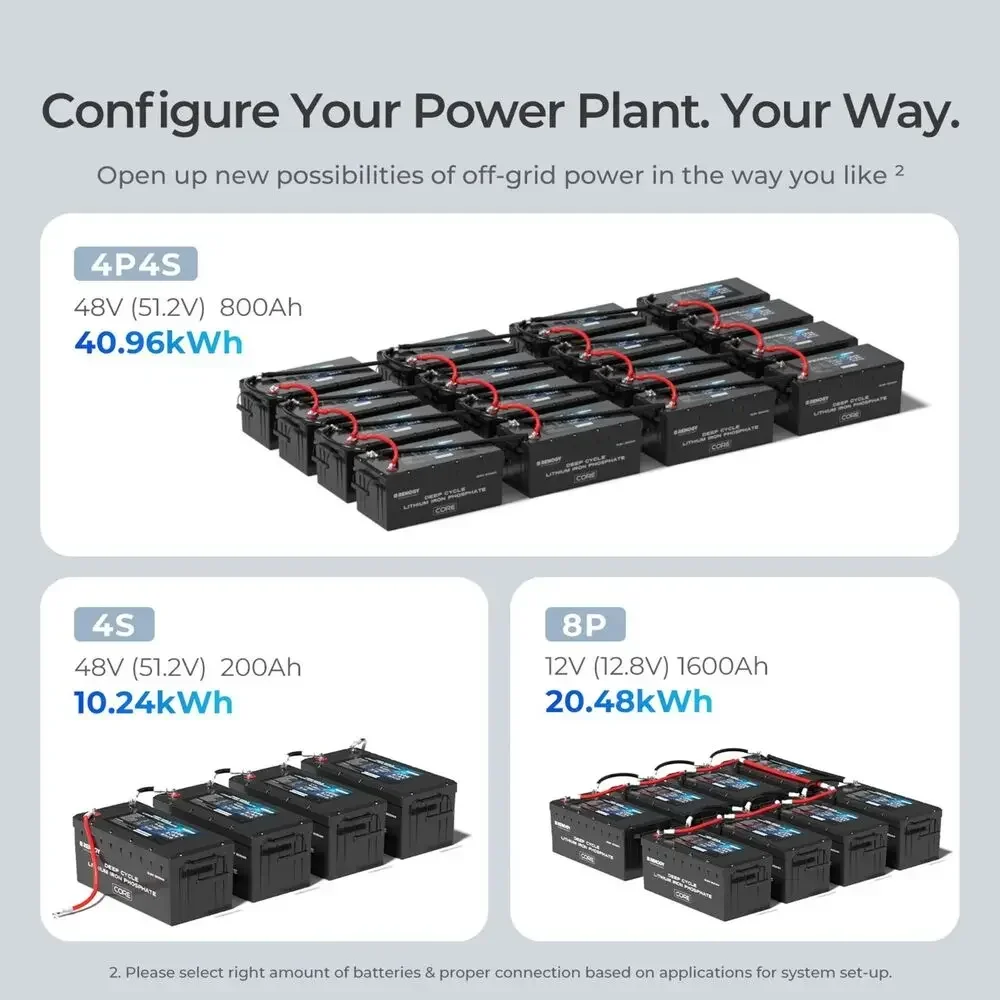 Renogy 12V/24V/48V 200Ah Core Series Deep Cycle Lithium Iron Phosphate Battery