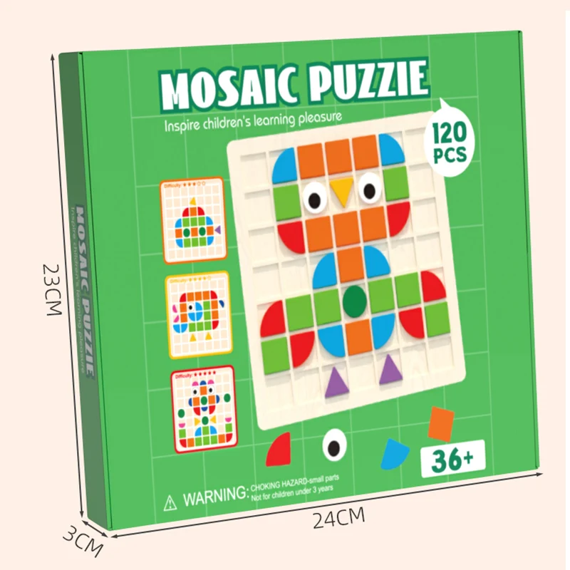 120PCS Montessori Cognition Puzzle Board Logical Training Matching Game Early Educational Toys Gifts For Children Kids