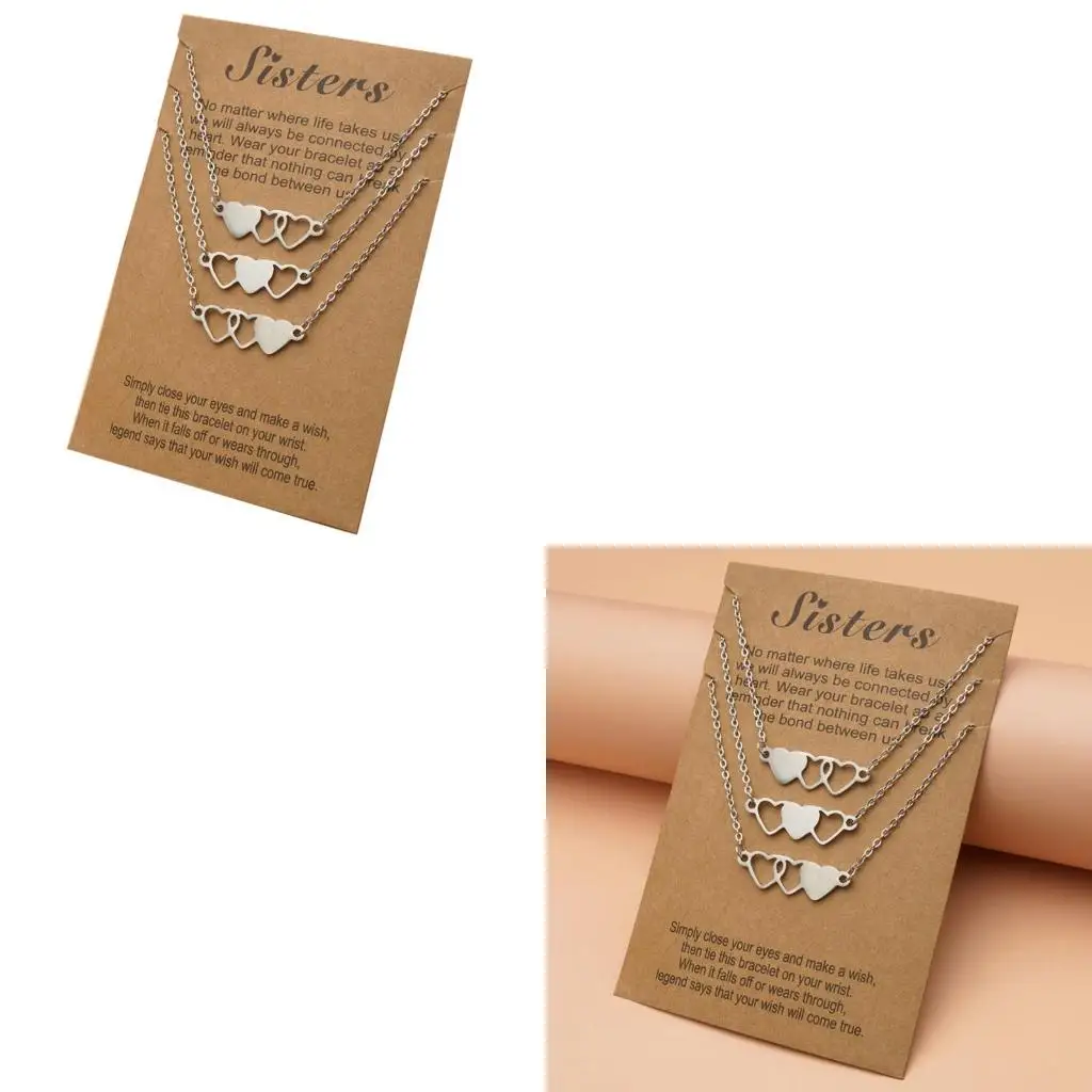  Matching Heart Pendants Necklace Long Distance Friendship Jewelry for Christmas