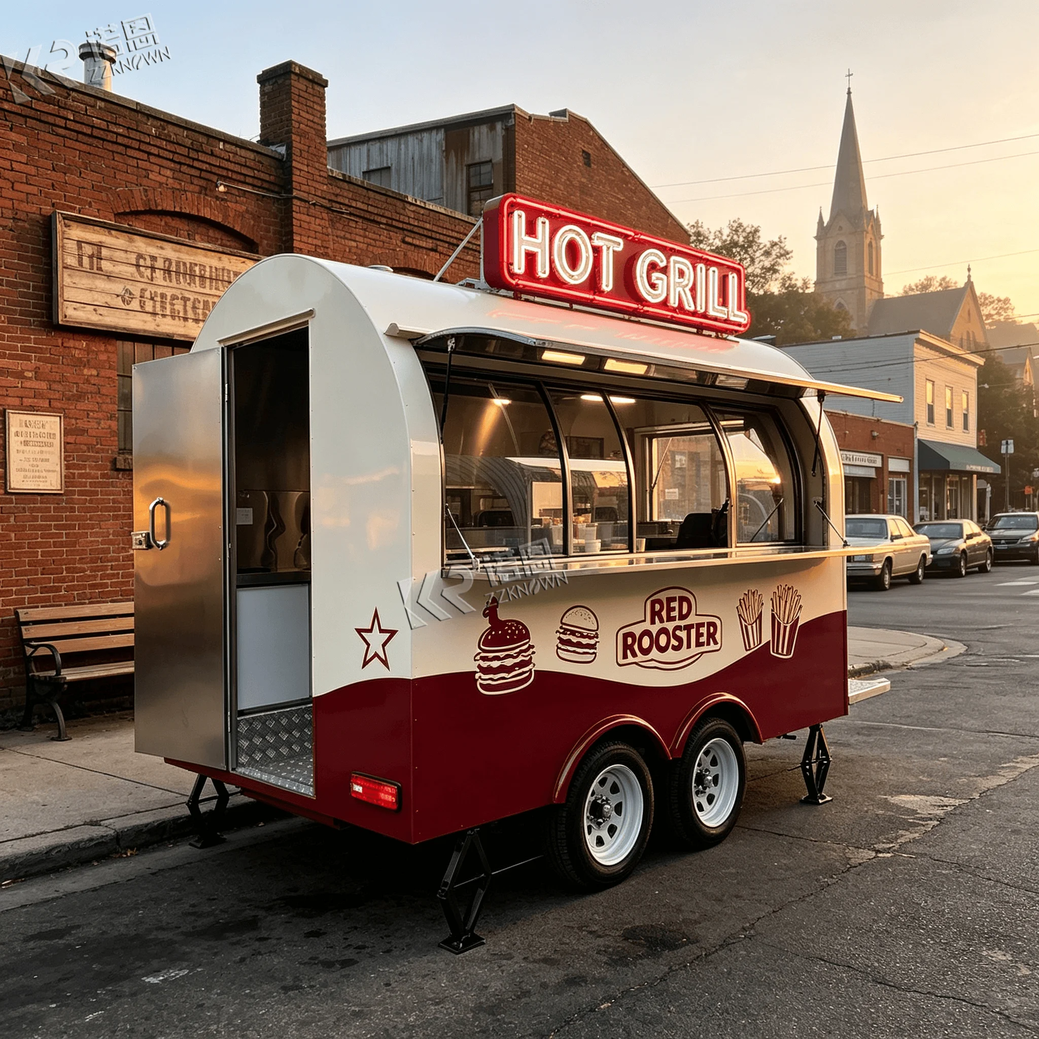 2.0m Compact Curved‑Body Food Truck Food Trailer With Side Awning Mount Points for Temporary Outdoor Catering Stall