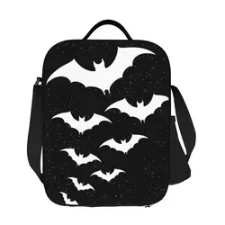 Custom Bats In The Night Lunch Bag Men Women Halloween Goth Occult Witch Thermal Cooler Insulated Lunch Box for Kids School