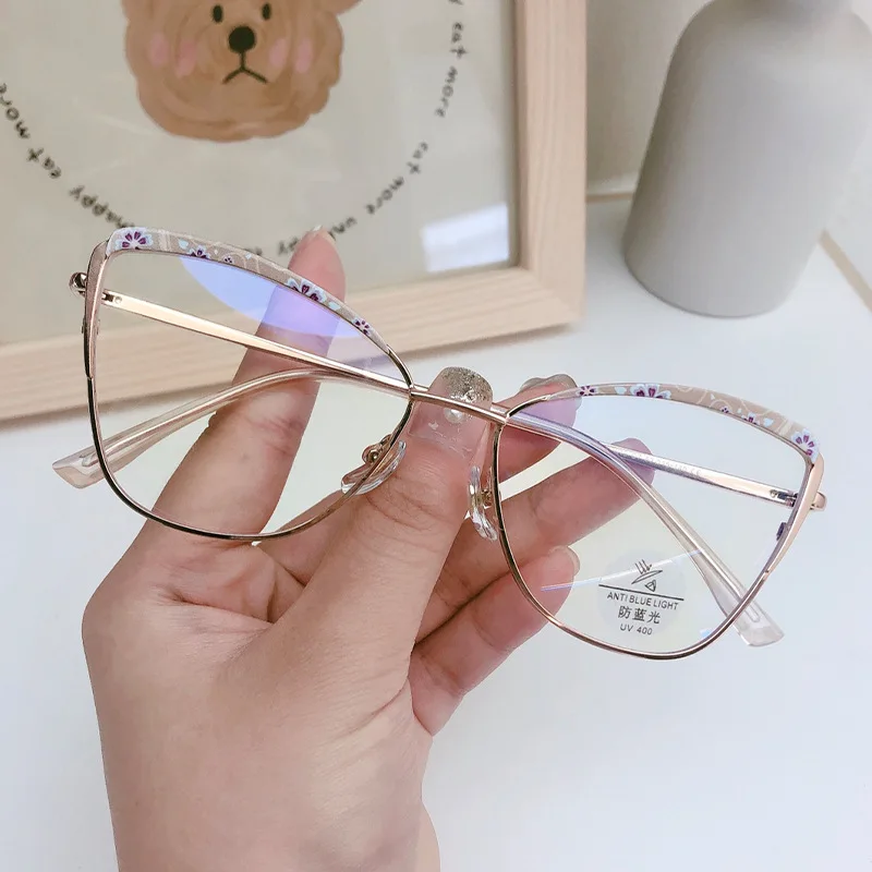 

Optical Prescription Frame Women's Retro Eyewear Ｎew Fashion Ultra Light Alloy Cat Eye Glasses Anti-blue Light EyeglassesF93019