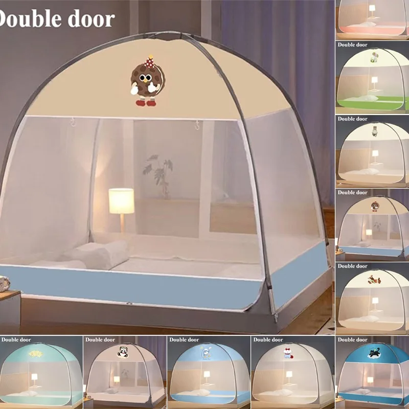 Easy Install  Simple U Shape Yurt  Double Door Mosquito Net-Lightweight Polyester,Foldable Bunk Mesh Net Breathable Mosquito Net