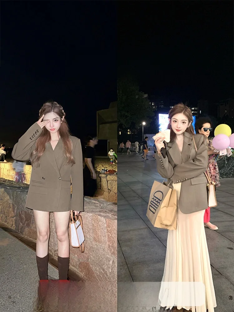 

DoggyQin Anniversary Series T Version костюм oulder Ele Personali шерстяное пальто небольшого размера Long Sve Busin Wear