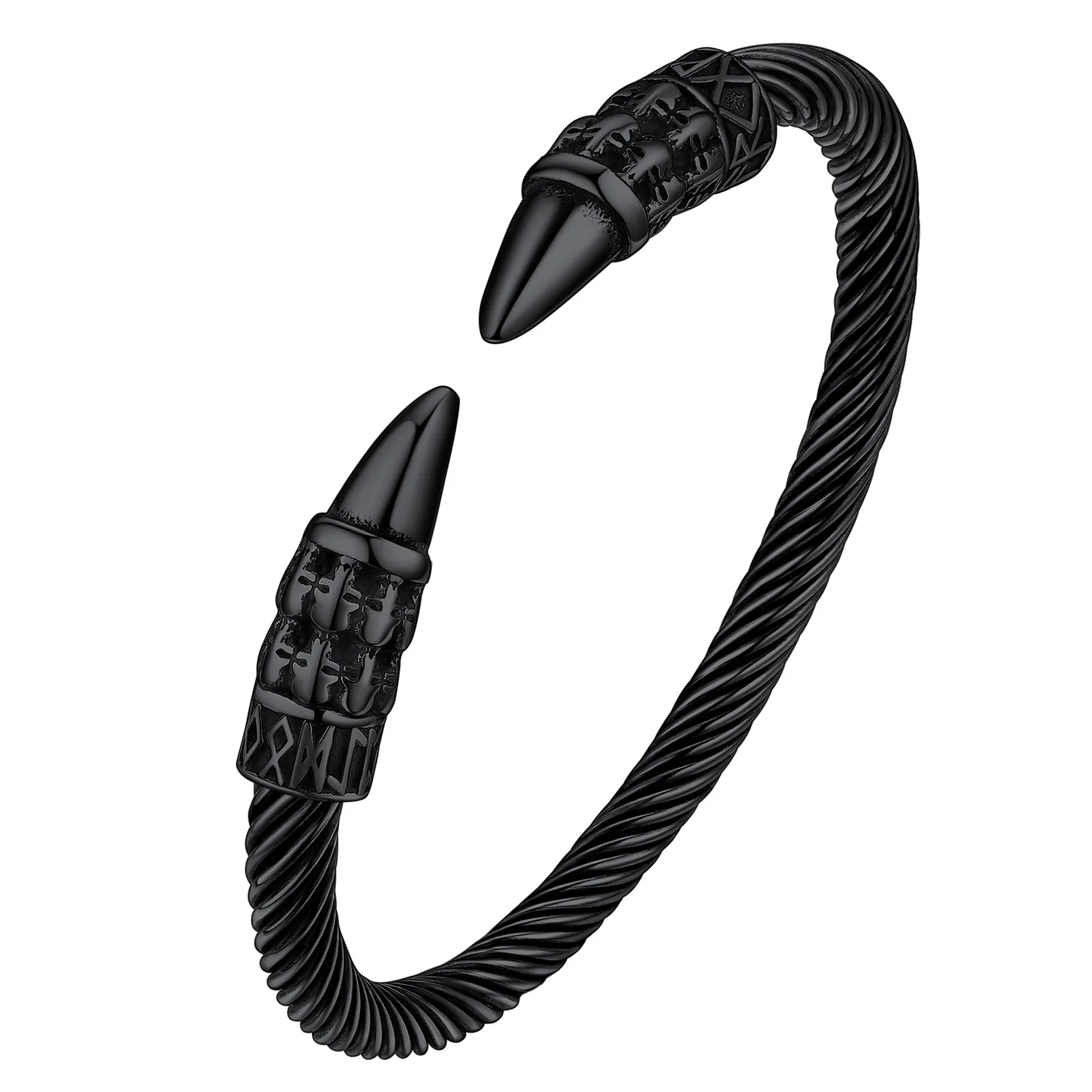U7 Stainless Steel Twisted Cable Open Bangle Cuff for Men