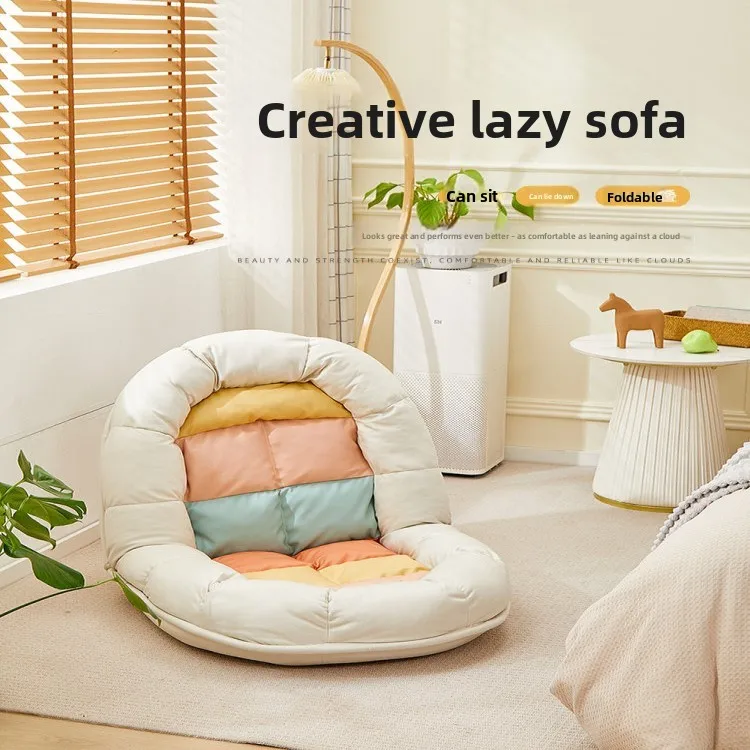 Foldable Lazy Sofa Chair Bed Recliner Single Backrest Lounge Chair for Bedroom Room Tatami Seat