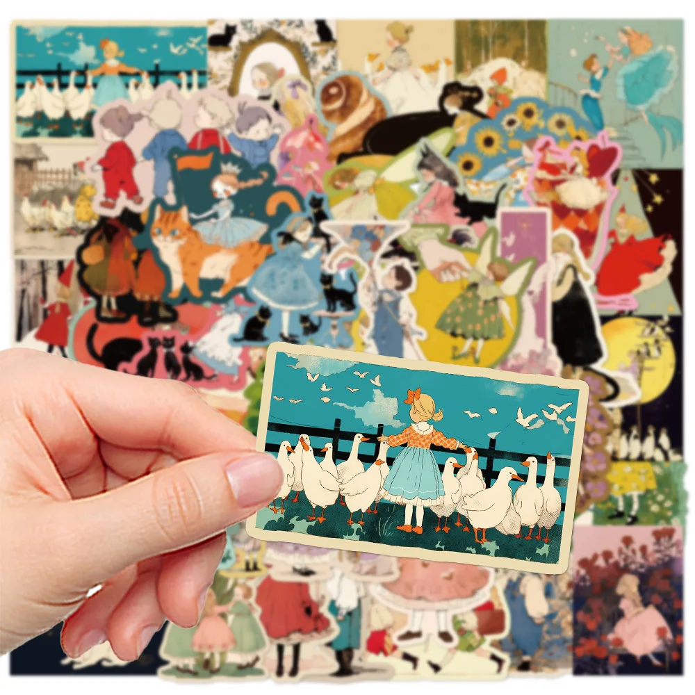 50PCS Vintage Fairy Tale Stickers for Laptop Water Bottle Luggage Phone Waterproof Graffiti Vinyl Decals
