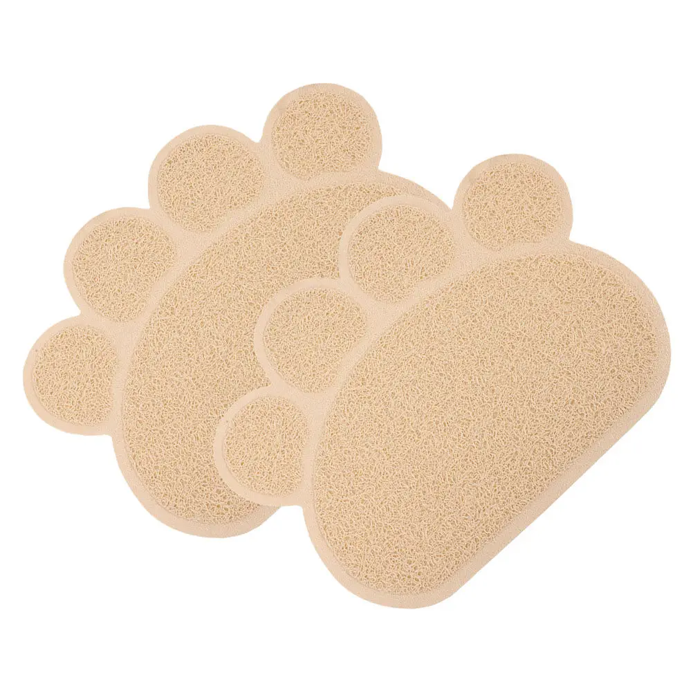 2Pcs PVC Cat Litter Mat for Indoor Use Non-Skid Pet Mat Easy Clean Rinseable Cat Paw Friendly Claw Protecting Litter Rug