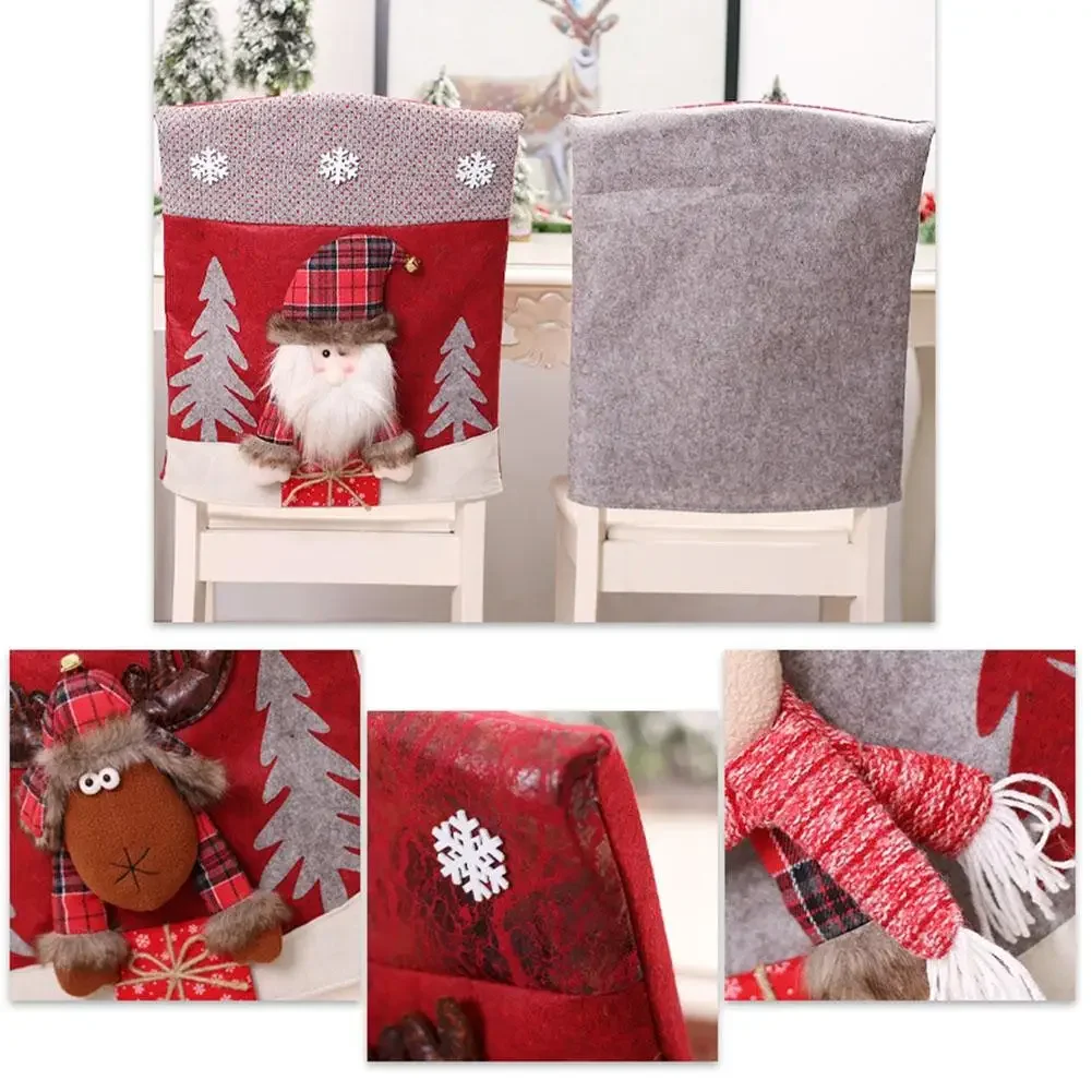 

Чехол с изображением оленя, рождественский чехол на стул, рождественские торжества, очаровательный дизайн, простой набор, семейная столовая для обеденных стульев