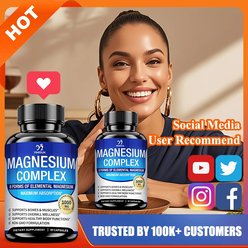 

Yimiduk Magnesium Supplements, with Magnesium Taurine, Malate & Citrate, Support Sleep, Muscle & Heart, Non-GMO