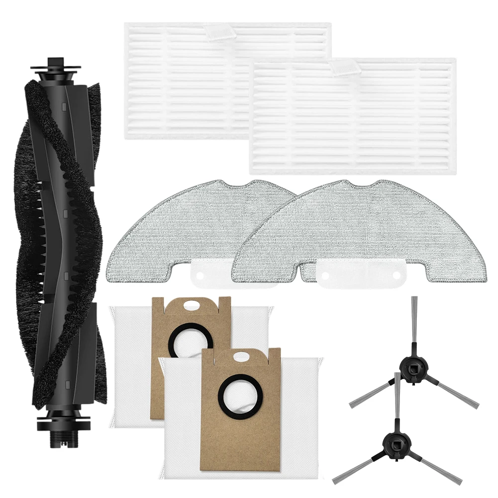 

12Pcs For Airzeen Q10 Pro Vacuum Cleaner Spare Parts Main Roller Side Brushes HEPA Filters Mop Pads Dust Bags Home Cleaning Set