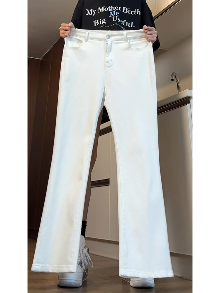 

Мужские летние джинсы Cleanfit Elastic White, в стиле американского хай-стрит, с высокой талией, микро-клеш, из хлопка и полиэстера...