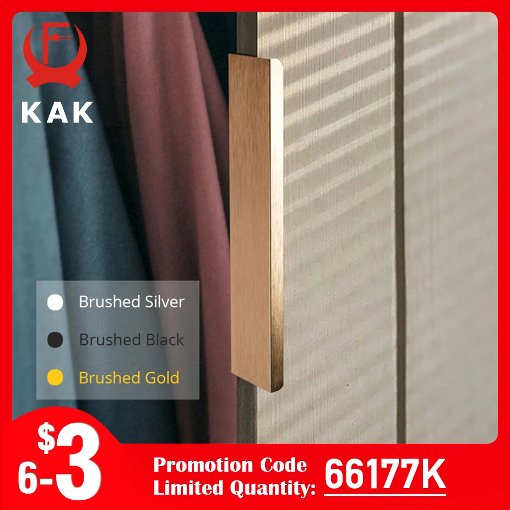 KAK Maniglie per mobili nascoste in argento nero Maniglie per armadi da cucina in lega di zinco