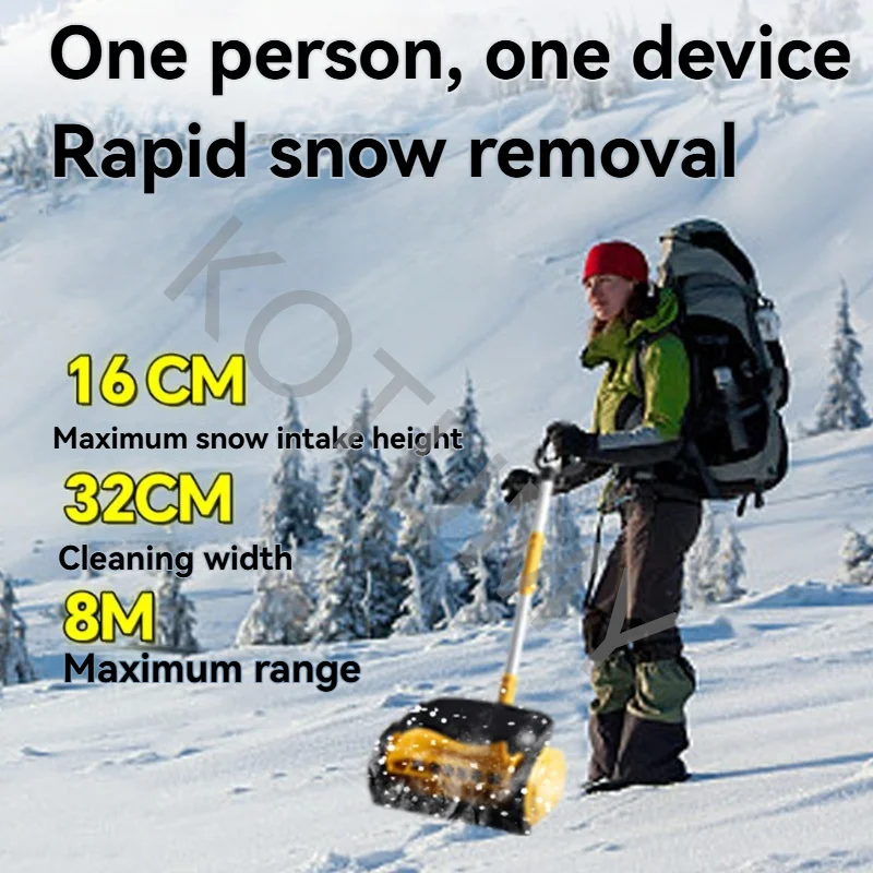Cordless electric snow removal machine, snow cleaning machine, lane rechargeable telescopic handle, detachable design