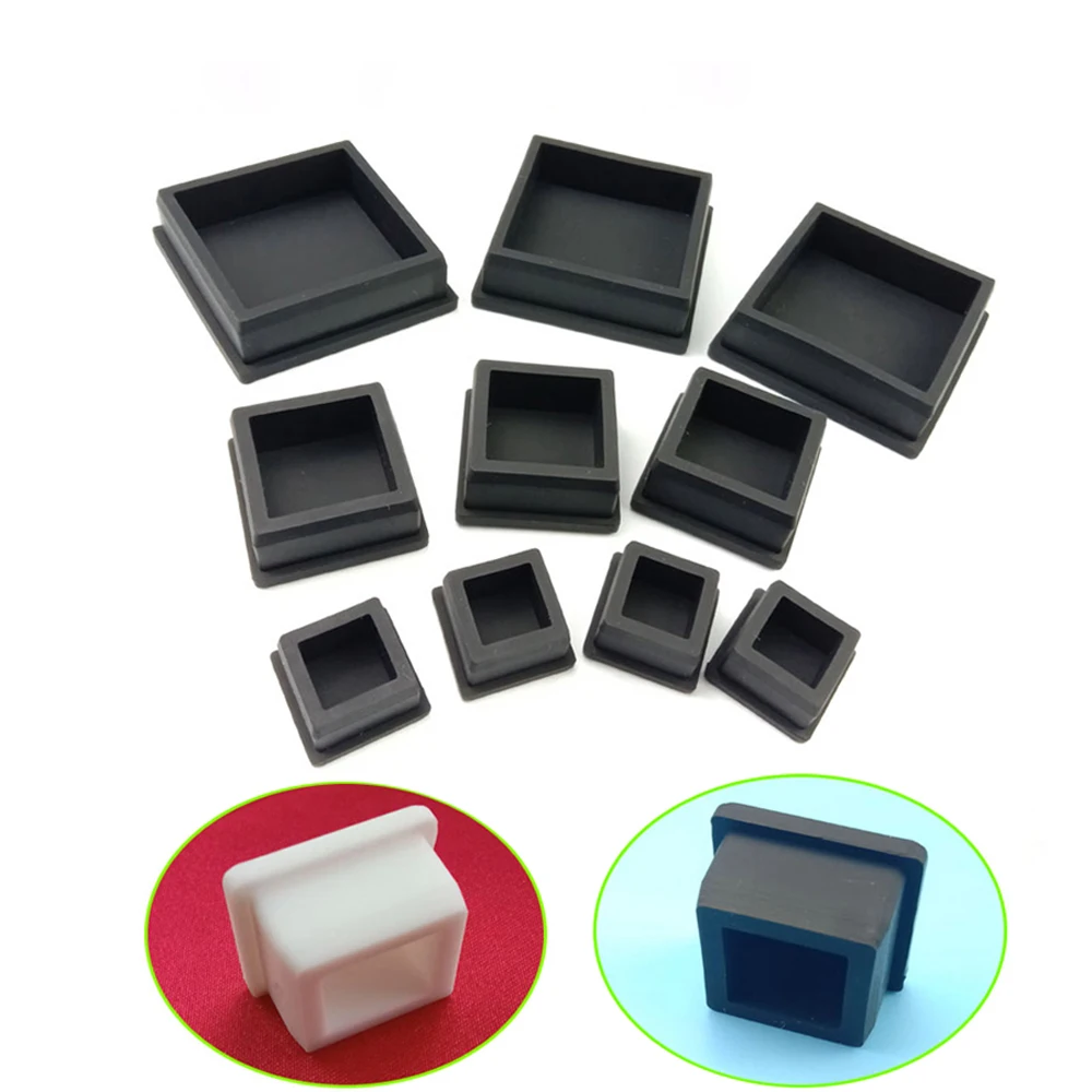 4pcs White/Black 9-27mm Square Silicone Rubber Hole Caps Pipe Inserts Plug Bung Blanking End Cover Cap Food Grade Seal Stopper