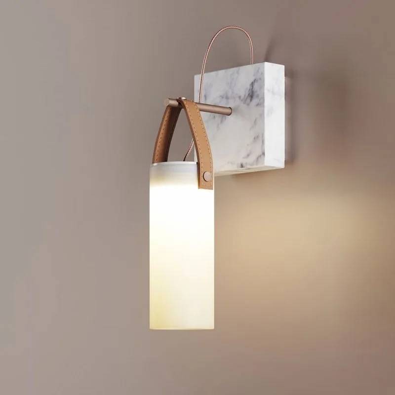 

Nordic Creative Marble Background Wall Lamps Bedroom Bedhead Living Room Study Hotel Aisle Staircase Modern Designer Wall Lights