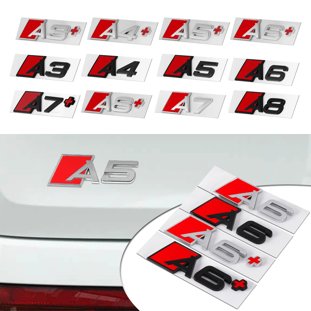 3D ABS Car Body Rear Trunk Stickers A3 A4 A5 A6 A7 A8 Emblem For Audi Sline TT RS7 A6L RS3 RS4 Auto Tail Badge Replacement Decal