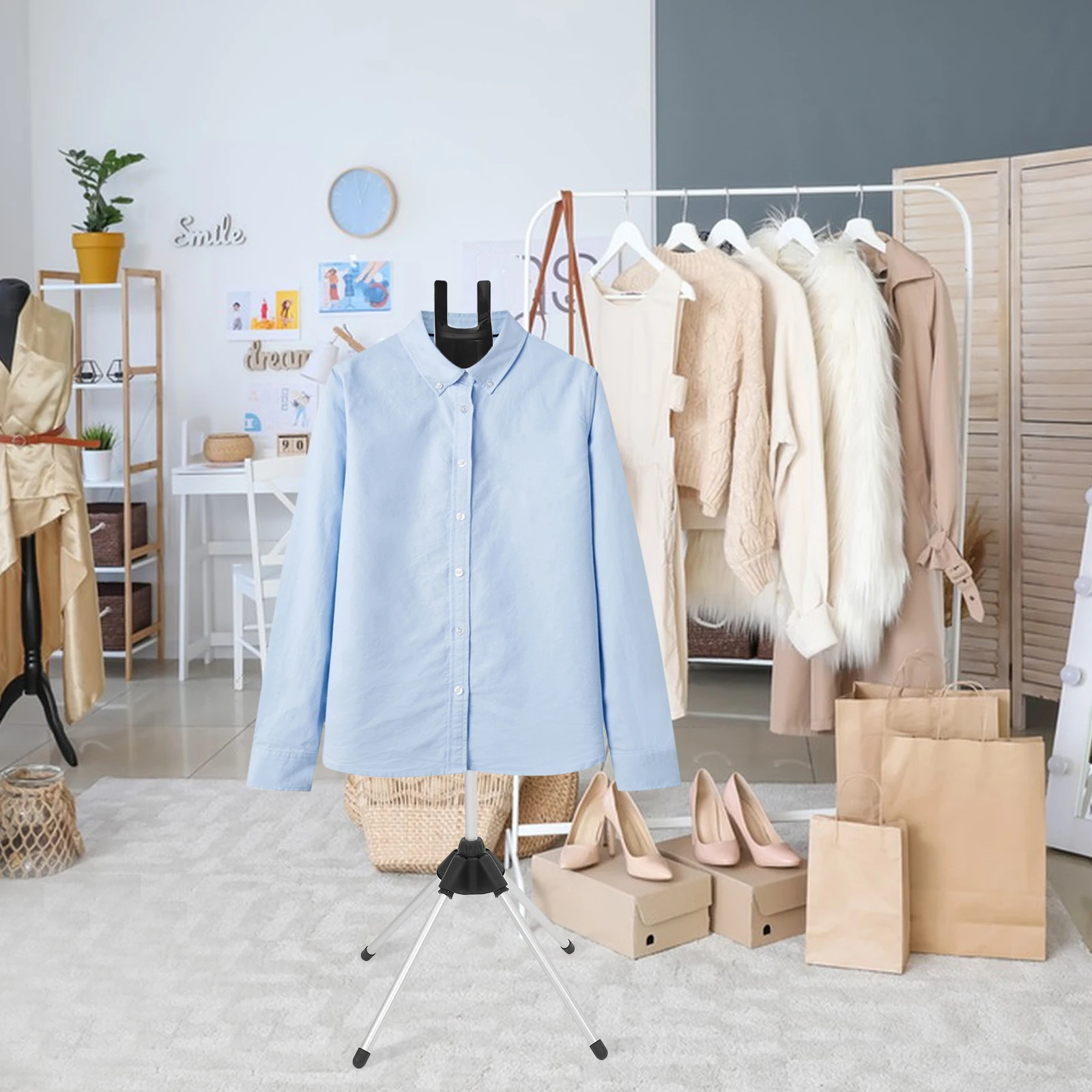 Ironing Hanger with Plate Steamer Clothes Bracket Adjustable Stand Coat Drying Collapsible Clothes Steamer Coat Handheld Board