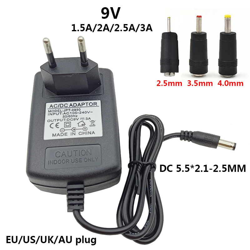 9v Universal Power Supply 9 volt dc 9v 1.5a Power Supply ac/dc Adapter 9v Switching Universal Power Adapter 9v 2a 2.5A 3A