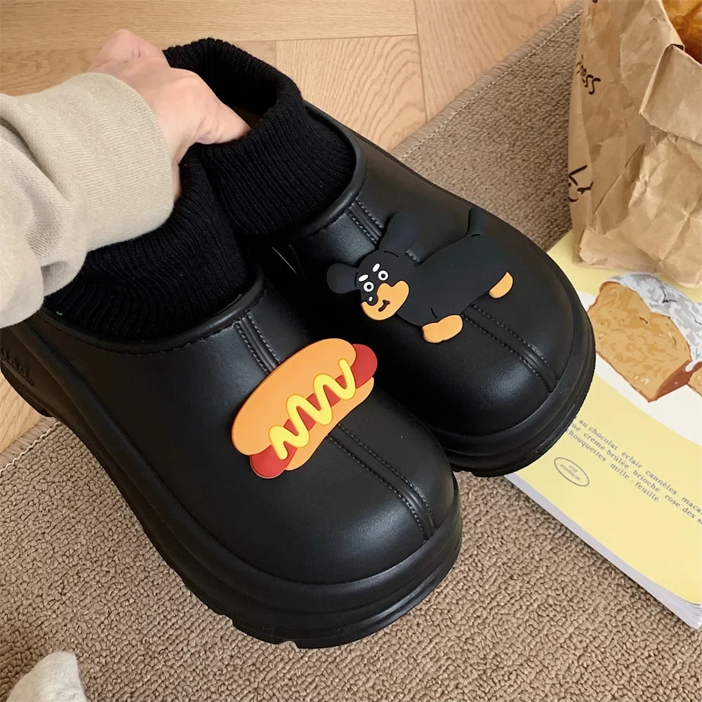 Fall and winter waterproof fashion snow boots female cute cartoon puppy thick bottom heightened padded warm cotton boots