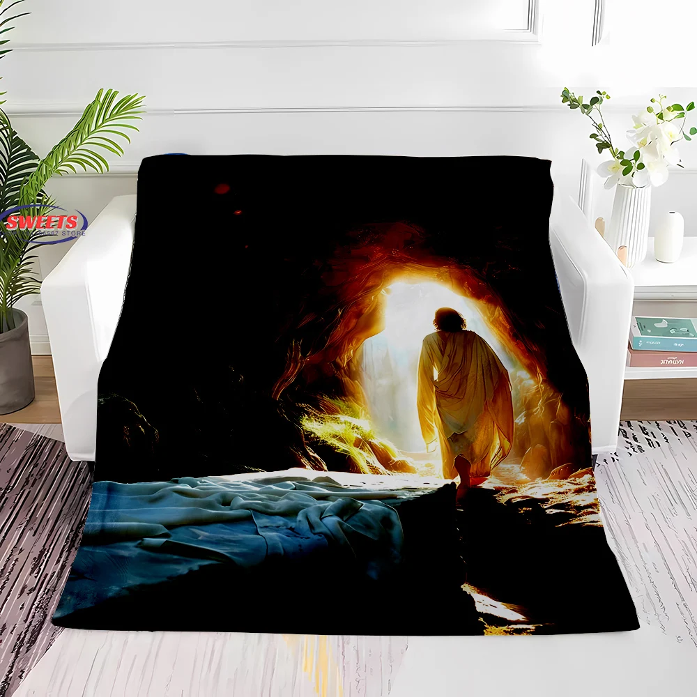 Jesus Was Baptized and Resurrected Flannel Blanket for Bed Bedroom Sofa Picnic, Throw Blanket for Cover Outdoor Leisure Nap Gift