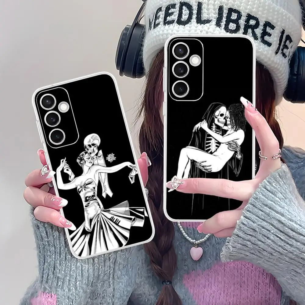 

Skull Love Girl Phone Case for Samsung Galaxy S25 S24 S23 S22 S21Plus FE Ultra Soft TPU Clear Shockproof Cover